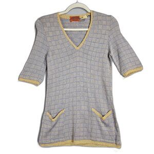 VTG 60's Missoni Orange Label XS Knit Deep V Sweater Womens Tunic Pockets Retro